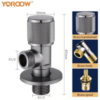YOROOW Grifo de Cocina y Baño Moderno de 1/2 Pulgada, Totalmente en Cobre, Acero Inoxidable Cromado, Válvula Angular con Cartucho de Latón, Cuello de Cisne