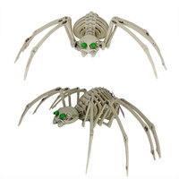 Figurine d'araignée verte en plastique à yeux verts, squelette d'arachnide effrayant, accessoire pour porche d'entrée, pierre tombale, fourniture pour festival d'Halloween
