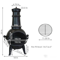 Erda 16546 Brasero d'extérieur en fonte de 34 pouces, couleur personnalisée, avec support, chauffage de terrasse au gaz, design pot belly