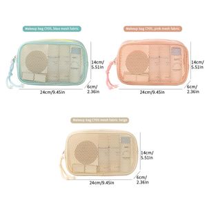 Mesh Fabric Wash Bag Portable Travel <b>Makeup</b> Bag Mesh Cosmetic Bag for Toiletry <b>Case</b> - Product Image 3