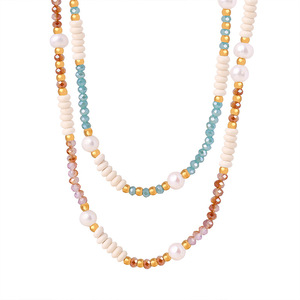 Collares de Perlas de Agua Dulce Naturales con Cuentas Cristianas Bingxin, Chapados en Oro de 18K, Estilo Vintage, con Piedras de Vidrio Azules y Rosas - Product Image 6