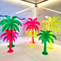 Escultura de cactus acrílico Rosa neón cortada con láser, estatuas de jardín de lujo de cristal personalizadas, decoración del hogar, esculturas de Arte Moderno