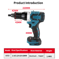 Pistolet à riveter sans brosse Kit de machine à écrou électrique puissant avec têtes Outil de jeu de riveteuse électrique automatique