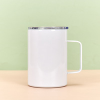 Mug isotherme en acier inoxydable blanc de 12 oz, 14 oz, 16 oz, avec poignée, pour sublimation