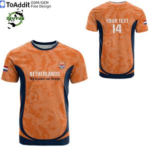 เสื้อฟุตบอลทีมชาติเนเธอร์แลนด์ ดีไซน์ย้อนยุค สีส้ม รุ่น Go Champions เทคโนโลยีการตัดอัตโนมัติ บริการ OEM - Product Image 4