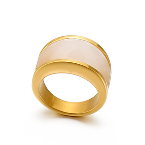 Bague Facettée pour Homme et Femme, Or et Argent, Deux Couleurs au Choix, Large Bande Épaisse en Acier Inoxydable - Product Image 1