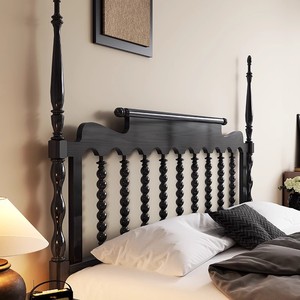 Cabecero Tallado de Madera Maciza Negra Personalizado, Minimalista y Ecológico, para Proyectos de Hoteles y Apartamentos, OEM, ODM, Venta al Por Mayor - Product Image 6