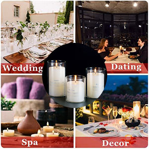 Vela de Pilar blanca con jarrones de cristal Hurricane para mesa de boda - Product Image 6