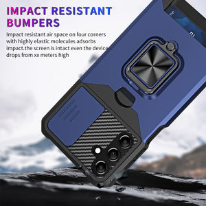 Armor Card Slot Holder Case para <span class=keywords><strong>Samsung</strong></span> Galaxy A55 A35 A25 A15 A54 A34 A14 5G A53 A52 A72 Ring Stand Camera Privacy Case - Product Image 5