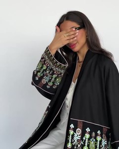 Nouveau Cardigan brodé élégant et confortable pour Femme, Abaya une pièce élégante de couleur unie style Dubaï Toga 2025 - Product Image 5