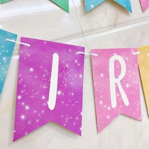 Banderín con letras <span class=keywords><strong>de</strong></span> feliz cumpleaños para bebé, guirnalda con gradiente <span class=keywords><strong>de</strong></span> tema <span class=keywords><strong>de</strong></span> <span class=keywords><strong>unicornio</strong></span>, arcoíris, decoración para fiesta <span class=keywords><strong>de</strong></span> un segundo cumpleaños, 1/2 - Product Image 5