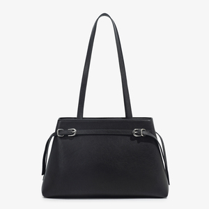 Women's Genuine Leather Trapeze <b>Shoulder</b> <b>Bag</b> with Buckle Closure Minimalist Style for Daily Use - Product Image 2