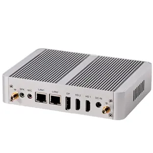 Cheap Fanless mini pc 12th Gen intel N100 CPU dual lan desktop computer Brushed Aluminum Alloy case