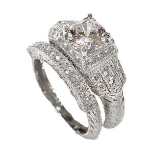 Bague en diamant, taille brillant rond, or blanc, bijoux de fiançailles pour femme, design géométrique, style de bague circulaire - Product Image 5