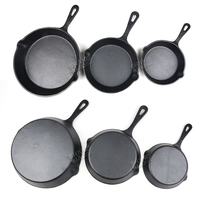 Poêle à frire professionnelle en fonte de cuisine noire plate