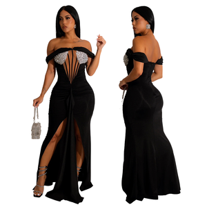 Nuevo Vestido de Fiesta de Gala con Lentejuelas Personalizado, sin Mangas, con Hombros Descubiertos y Cola Larga - Product Image 1