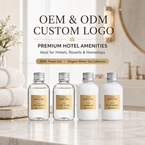 Produits <span class=keywords><strong>d</strong></span>'accueil de luxe pour hôtels, directement de l'usine : Shampoing et après-shampoing jetables 40 ml au parfum de thé blanc, avec logo personnalisé, articles de toilette pour salle de bain - Product Image 3