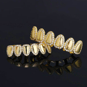 BES Hiphop Micro Pavé 5A Cubique Zircone Dents <span class=keywords><strong>Grillz</strong></span> Plaqué Or Glacé Bling CZ Dents <span class=keywords><strong>Grillz</strong></span> Hip Hop Bijoux pour Hommes - Product Image 3