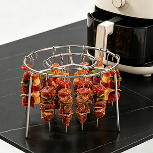Vertical Grill Rack Stainless Steel Air Fryer Skewer Holder Round For Meat Grilling Kitchen Home Use - Product Image 3