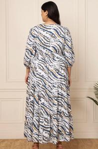 ชุดเดรสยาวสไตล์อินเดียนแดงพิมพ์ลายชุดเดรสสไตล์อินเดียคอลึก - Product Image 5