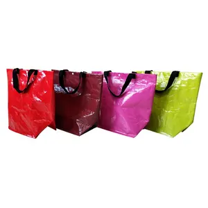 Custom Shopping PP Woven small laminated shiny tote bag