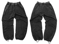 Pantalones de chándal personalizados de felpa francesa gruesa para hombre, de algodón gris, holgados, tipo jogger, con cordón y cintura elástica, estilo baggy.