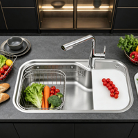 Évier de cuisine commercial moderne, évier de cuisine de style japonais, grand évier simple, fournisseur d'éviers de cuisine en acier inoxydable