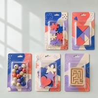 Kartu Blister PET OEM untuk Perlengkapan Kerajinan Puzzle dengan Kartu Penyangga Cetak Kustom dan Lubang Gantungan untuk Display Retail