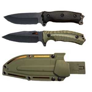 มีดต่อสู้คุณภาพสูงแบบยุทธวิธี พร้อมใบมีดสแตนเลสแบบปรับแต่งได้ตามสั่ง (OEM/DIY) สไตล์มีดสับ พร้อมปลอกพลาสติก - Product Image 1