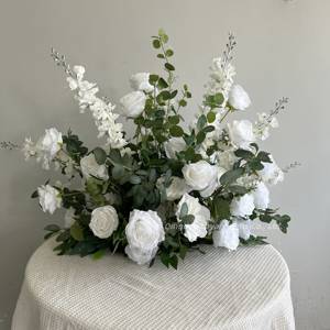 ดอกไม้ประดิษฐ์สำหรับวิ่งประดับงานแต่งงานงานแต่งงานทางเดินทำจากผ้าไหมลายดอกกุหลาบดอกไม้ - Product Image 2