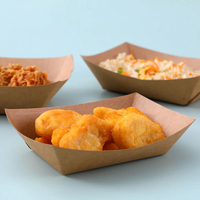 Boîte d'emballage en papier kraft en forme de bateau Boîte à lunch en papier kraft jetable Snack Food Container Tray Cookie Candy Cake Boxes