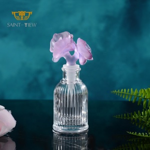 وصول جديد: زجاجة عطر يدوية التصميم بشكل زهرة كريستالية بنفسجية 100 مل - Product Image 3