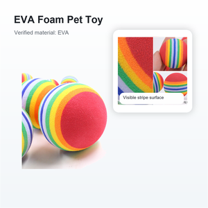 Balle en mousse EVA pour animaux de compagnie, rayée arc-en-ciel, souple, à mâcher, pour chat et chien, 3,5-6,3 <span class=keywords><strong>cm</strong></span>, rebondissante, vente en gros, OEM - Product Image 3