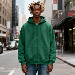 TKAN355 vente en gros hiver lourd 500 Gsm polaire français éponge sweat à capuche zippé Logo personnalisé homme décontracté surdimensionné sweats à capuche à fermeture éclair - Product Image 1