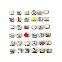 Prix d'usine – Breloques italiennes DIY en acier inoxydable assorties, module à ressort, plaqué argent, 9x10mm, pour bracelet Quatre Saisons