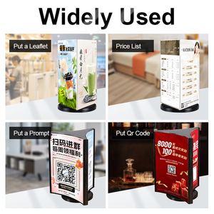 Porte-<span class=keywords><strong>menu</strong></span> triangulaire à 3 faces avec base rotative ronde, présentoir de table pour restaurant, pub, boissons, porte-panneau de table - Product Image 3