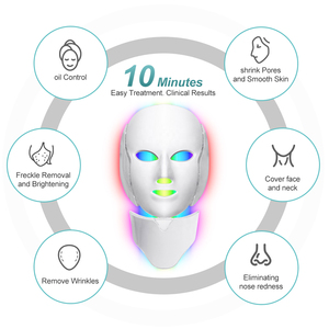 Mặt nạ đèn LED 7 màu cầm tay trị liệu ánh sáng cho da mặt và cổ, chống lão hóa, làm săn chắc da và giảm nếp nhăn, phích cắm US - Product Image 3