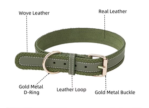 犬の首輪ペット革ソフト本革高級編組ペット犬の首輪カスタマイズ - Product Image 2