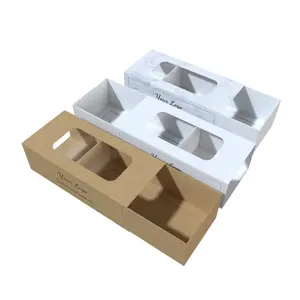 Kraft Paper Mini Cake Cup Paper Box Bakery Donut Packaging Box With Window Gift Food Box Wholesale