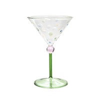 Verre à champagne haut en verre borosilicate coloré vintage à pois, personnalisé en gros