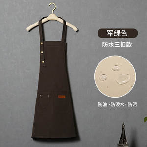 Delantal de lona ajustable impermeable de tres botones, talla única, unisex, para tiendas de mariscos, postres, frutas y pasteles - Product Image 4