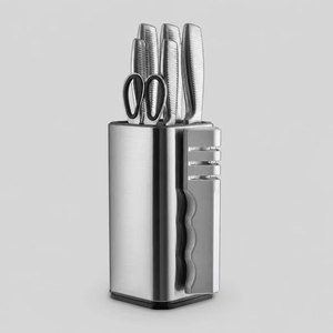 Juego de Cuchillos de Chef de Acero Inoxidable Premium de 7 Piezas con Tijeras, Mango Hueco, Bloque Duradero y Afilador de Cuchillos - Product Image 1