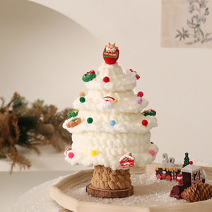 2025 Factory Handmade Crochet Wood DIY Artificial Christmas Tree Knitted Flower Bouquet Potted Flower Decorations 16CM*13CM - Product Image 5
