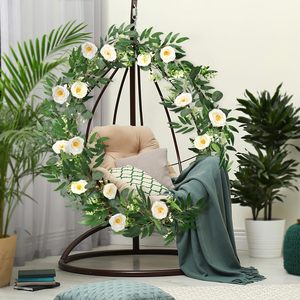 <b>Artificial</b> Eucalyptus Vine With <b>White</b> <b>Roses</b> 1.8m Wall Hanging For Wedding Outdoor Decor - Product Image 4