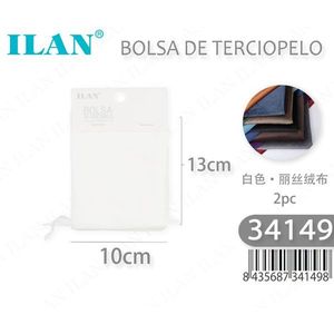 Borsa in velluto Ilan 10x13 cm bianca 2 pezzi per conservare gioielli - Product Image 3