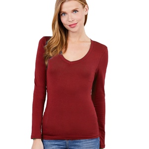 Camisetas de manga larga con cuello en V para mujer, material de alta calidad y métodos de impresión personalizados, novedad - Product Image 1