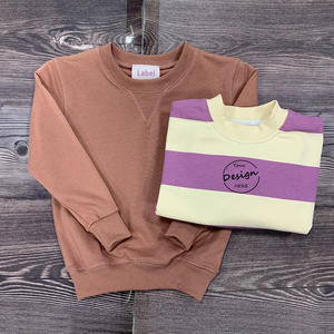 High Quality Kids Pullover Hoodies Embroidered O-neck Custom Logo Solid Color Long <b>Sleeve</b> 85% Cotton 15% Polyester Printed - Product Image 1