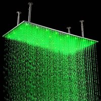 Ensemble de douche moderne et écologique avec pommeau de douche pluie LED rectangulaire 20x40 pouces en acier inoxydable à 3 couleurs changeantes et filtre