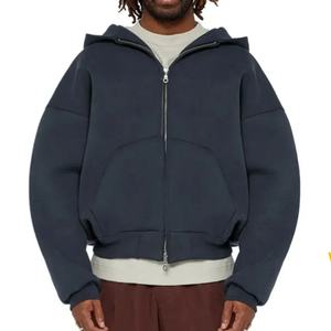 Custom <b>Zip</b>-<b>up</b> Hoodie Unisex Boxy Zipper Blanks Hoodie Cotton Heavyweight <b>Fleece</b> Cropped <b>Men</b> <b>Zip</b> <b>up</b> Hoodie - Product Image 4