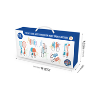 Kit d'accessoires sportifs 15-en-1 : Raquette de tennis, Raquette de tennis de table, Club de golf, Poignée de boxe, Sangle de poignet, Sac de rangement pour manette de jeu NS2